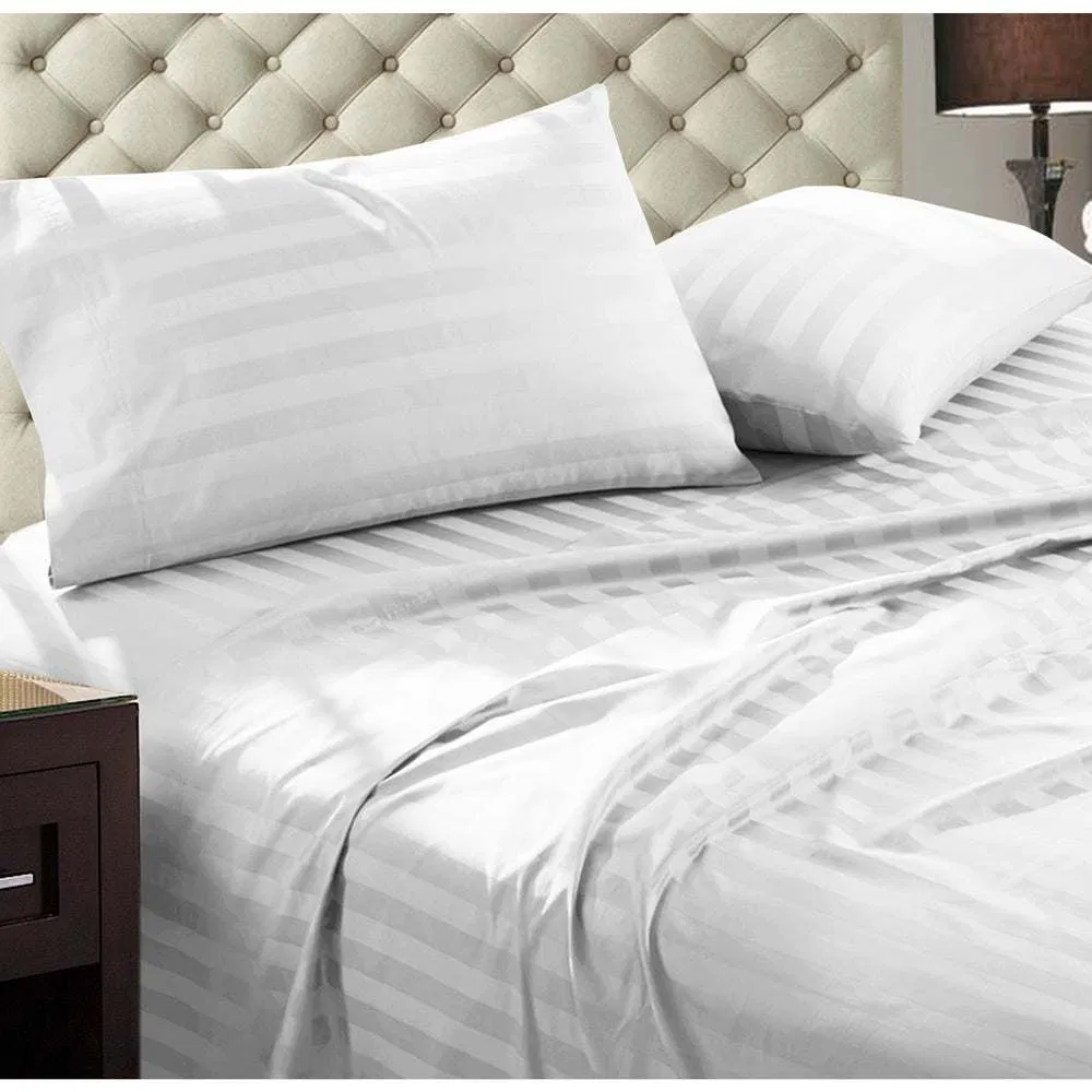 100% Combed Cotton 300 Tc 3cm Sateen Stripe Bedding Set for Hotel & Home