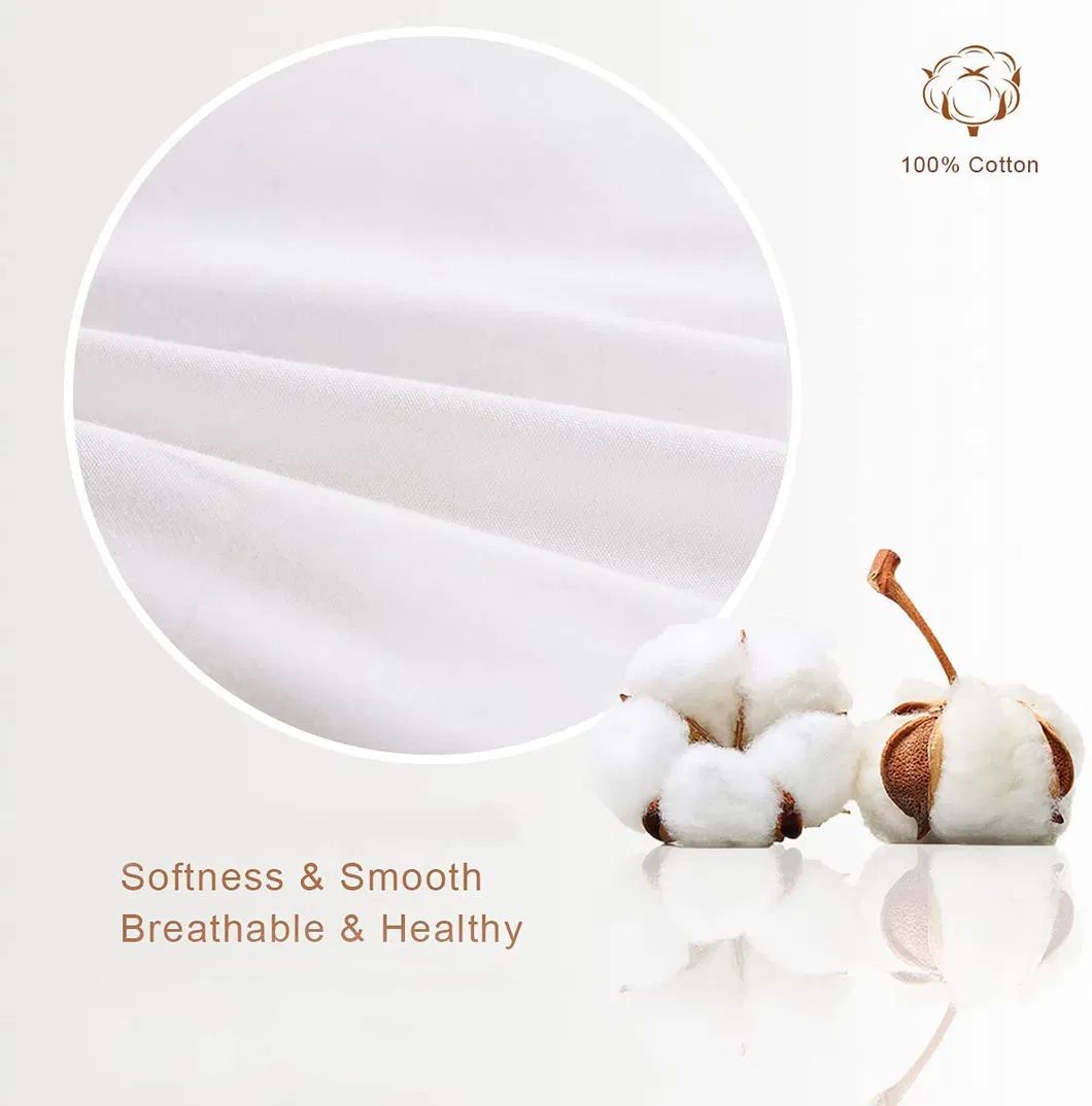 100% Organic Cotton Fabric 3 Cambers White Goose Down Feather Filled King Size Hotel Bedroom Neck Pillow Insert