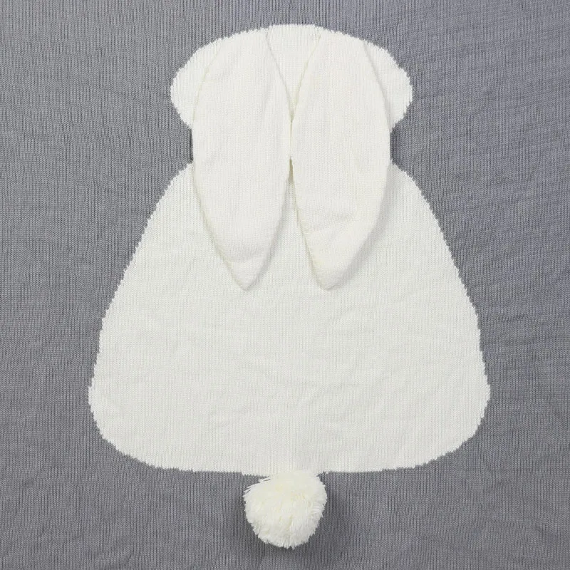80X100cm Super Soft 100 Cotton 3D Rabbit Knitted Baby Blanket