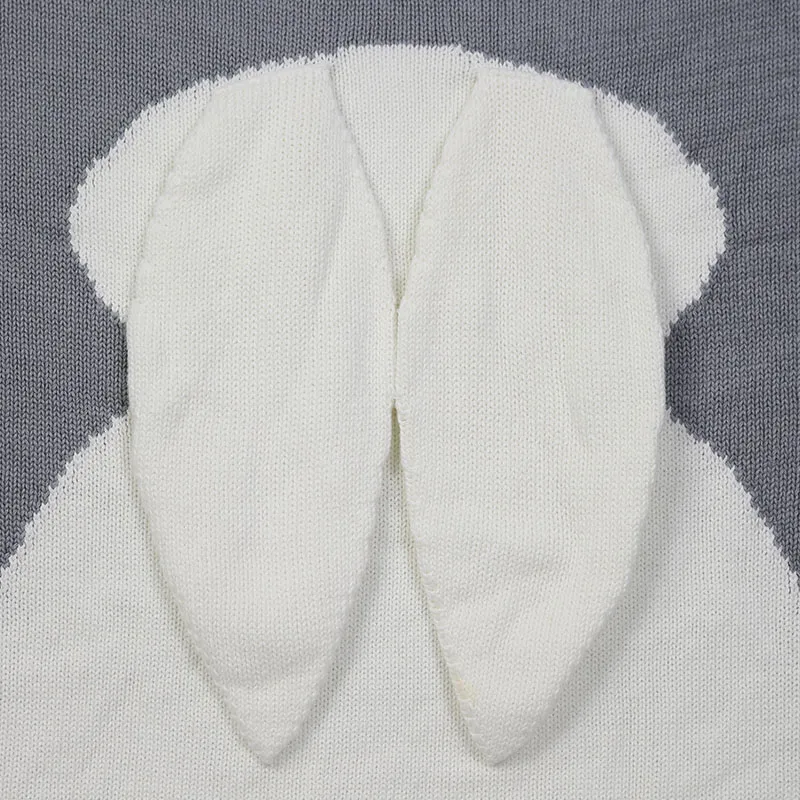 80X100cm Super Soft 100 Cotton 3D Rabbit Knitted Baby Blanket