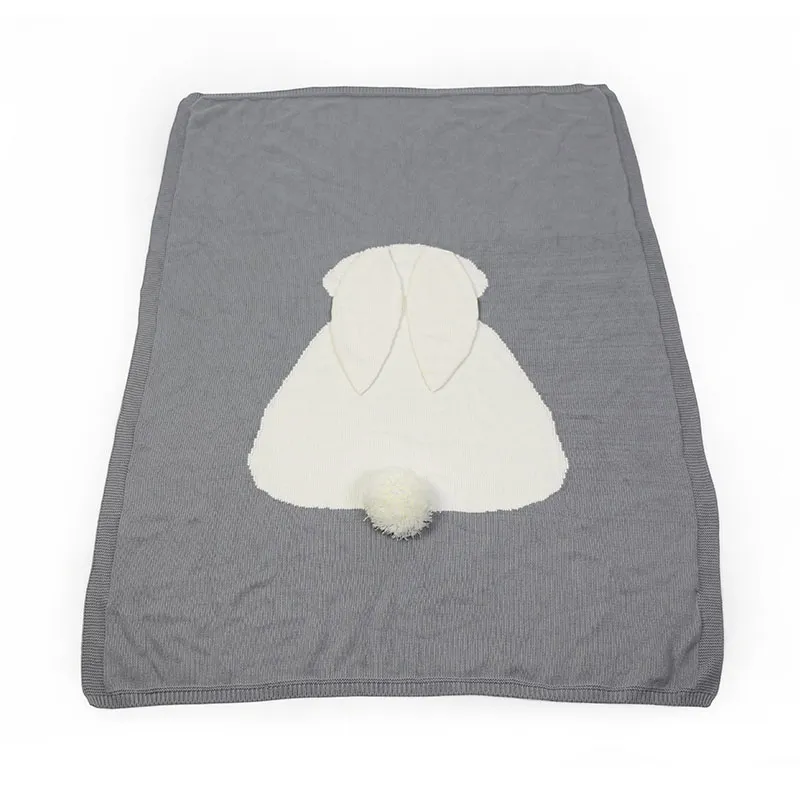 80X100cm Super Soft 100 Cotton 3D Rabbit Knitted Baby Blanket