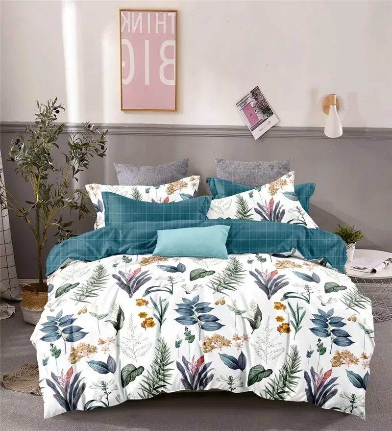 90GSM Wholesale Home Comforter Bedding Set Flower Printed Duvet Cover Set with Hundreds Ready Designs