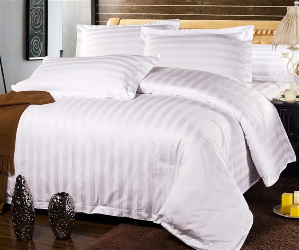 Cheap Price Duvet Cover Set Satin Stripe Wholesale Hotel Bedding
