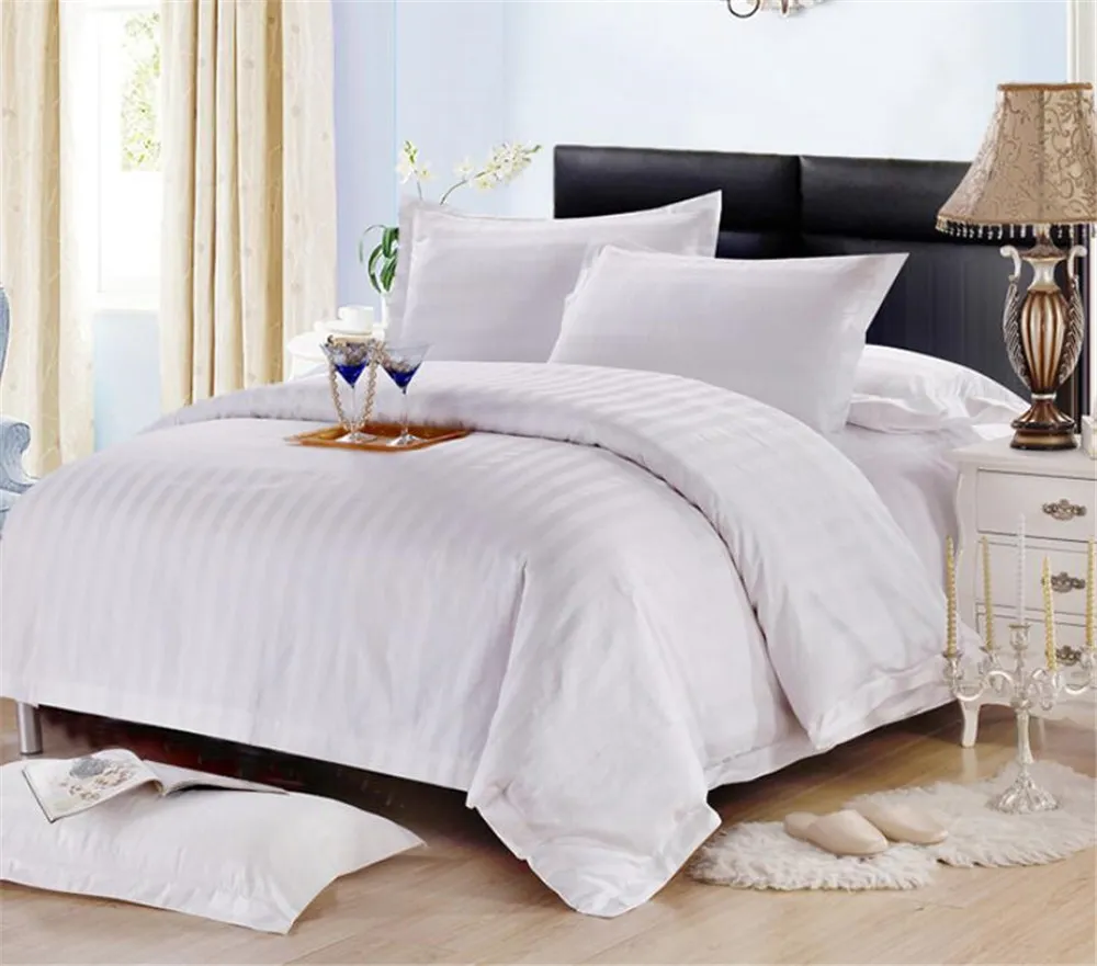 Cheap Price Duvet Cover Set Satin Stripe Wholesale Hotel Bedding