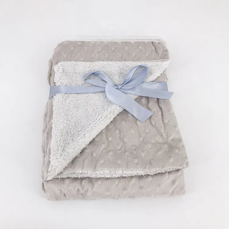 China Factory Minky DOT Soft Sherpa Double Layer Baby Blanket