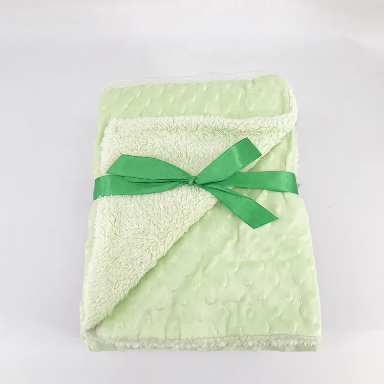 China Factory Minky DOT Soft Sherpa Double Layer Baby Blanket