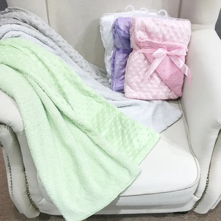 China Factory Minky DOT Soft Sherpa Double Layer Baby Blanket