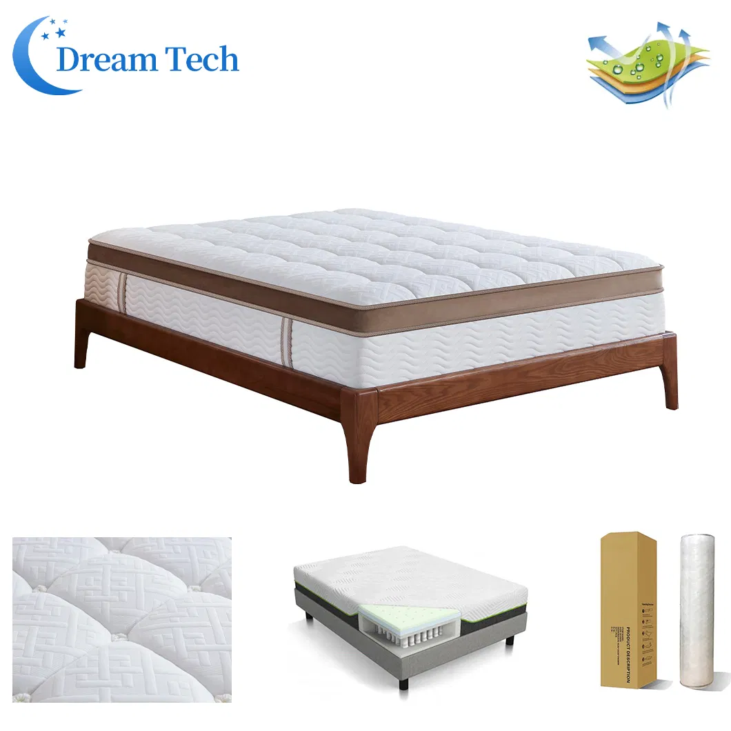 China Factory Modern Home Furniture King Size Double Bed Pocket Spring Foam Twin Mattress with Buffer Spring