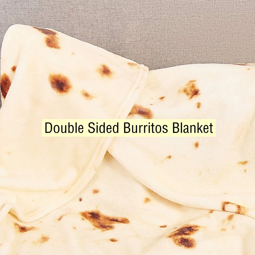 Custom Design Portable Wearable Flannel Fleece Round Burrito Pizza Blanket