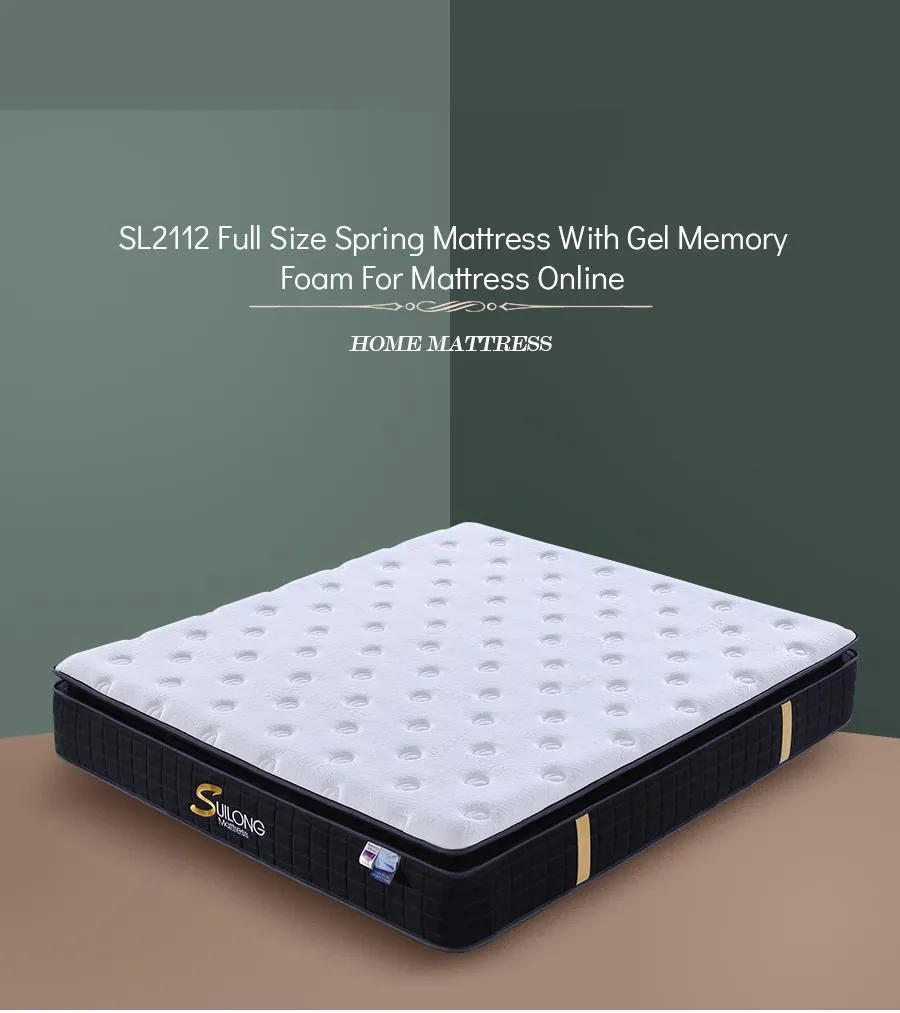 Elegant King Size Euro-Top Design Gel Memory Foam Pocket Spring Rolled Mattress (SL2112)