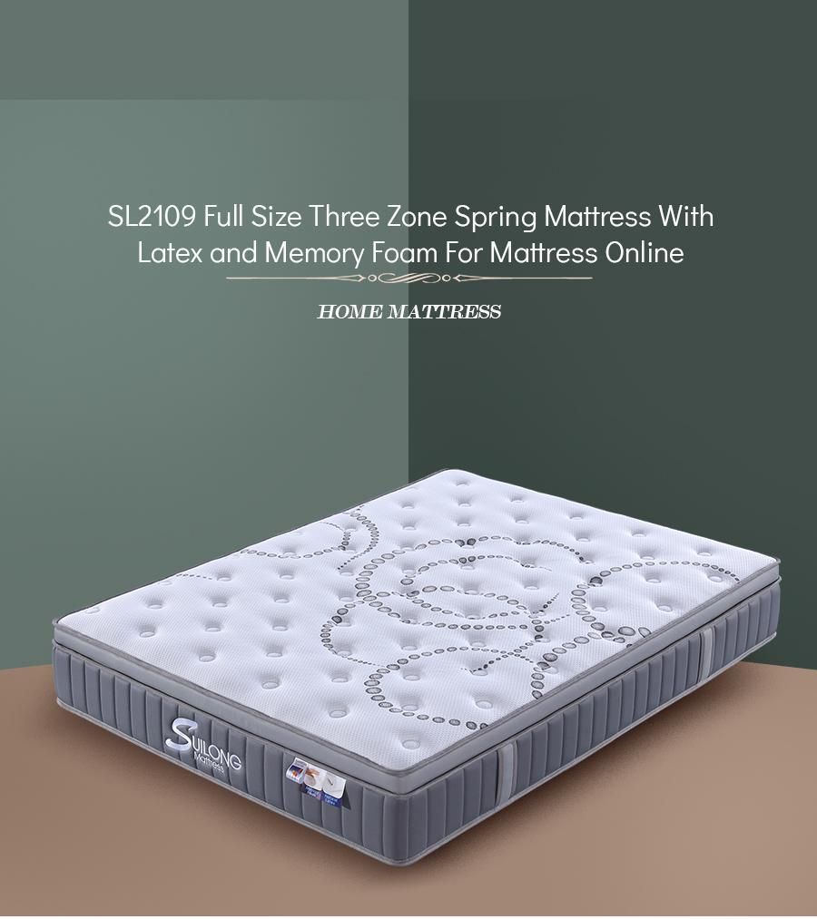 Euro Top Design Latex and Memory Foam Pocket Spring in 3 Zones Rolled Mattress
