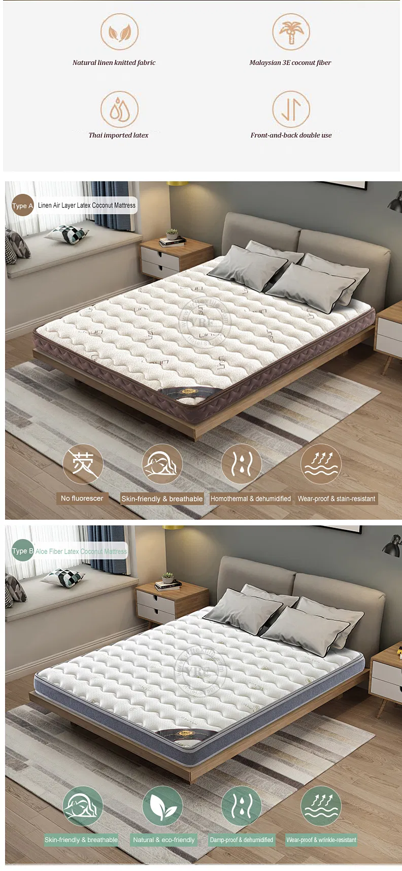 Inn Mattress 18 Cm Breathable Coconut Fiber Firm California King