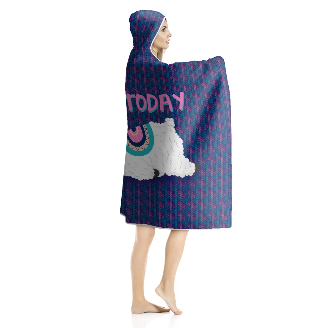 Kids Warm Sweatshirt Llama Four Season Anti-Wind Hooded with Berber Fleece Hoodie Blanket