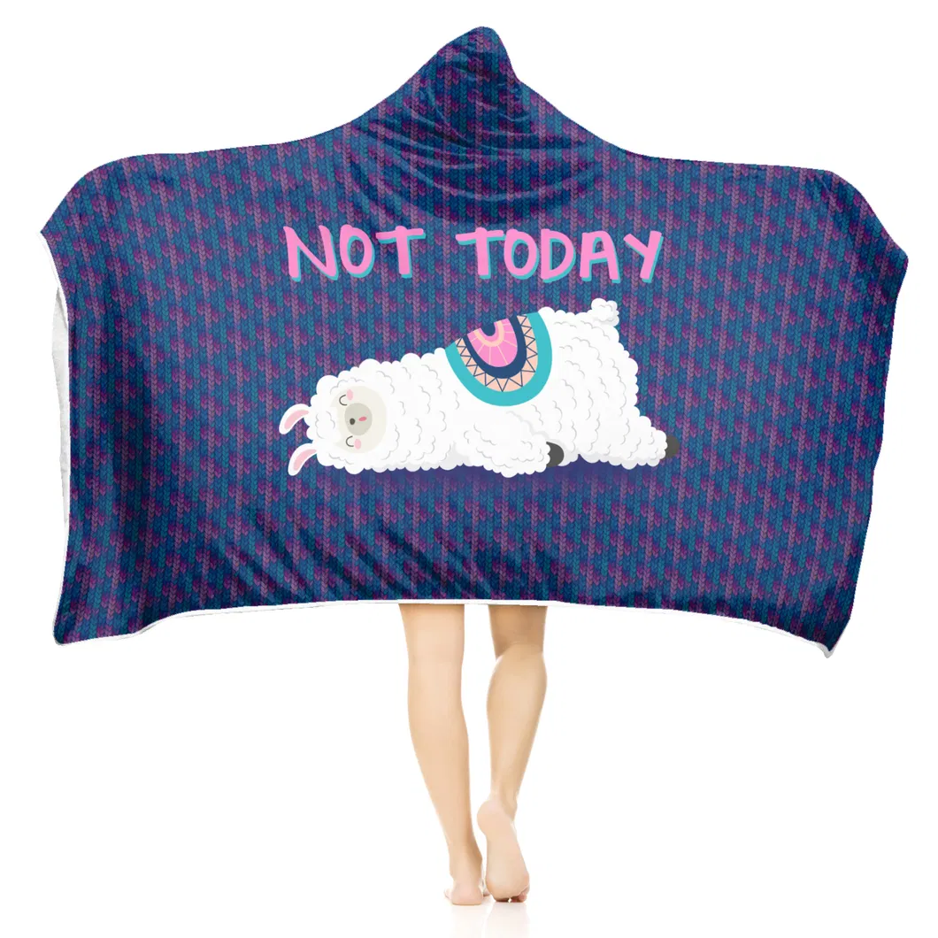 Kids Warm Sweatshirt Llama Four Season Anti-Wind Hooded with Berber Fleece Hoodie Blanket