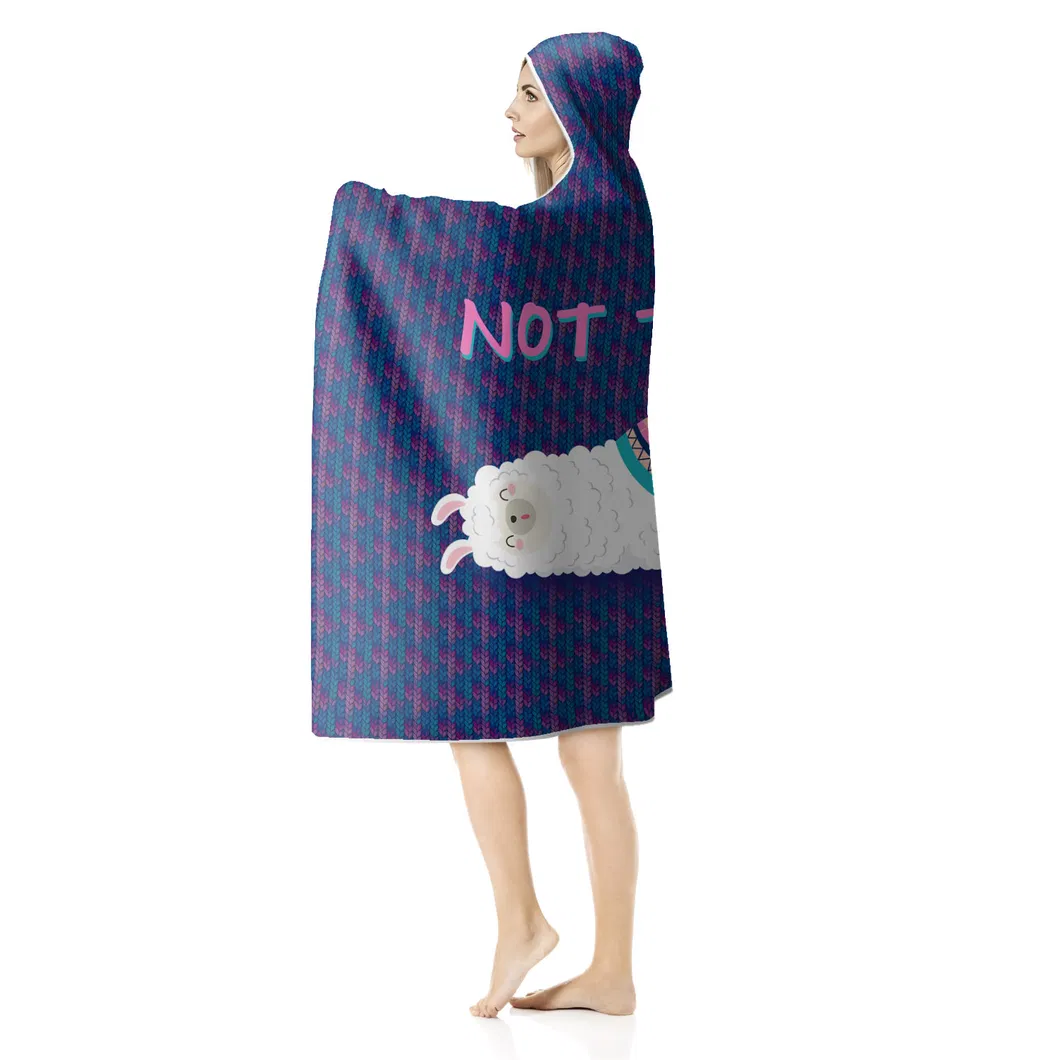 Kids Warm Sweatshirt Llama Four Season Anti-Wind Hooded with Berber Fleece Hoodie Blanket