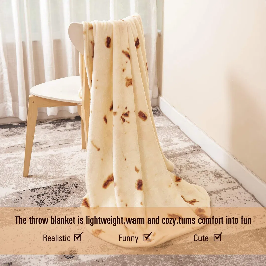 Lightweight Portable Wearable Printed Flannel Fleece Picnic Food Burrito Tortilla Indoor & Outdoor Blanket Mat