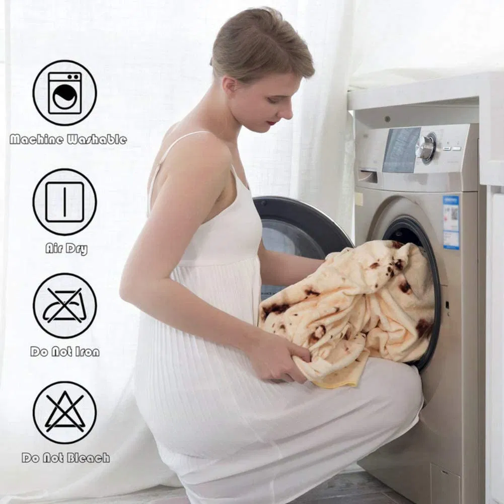 Lightweight Portable Wearable Printed Flannel Fleece Picnic Food Burrito Tortilla Indoor & Outdoor Blanket Mat