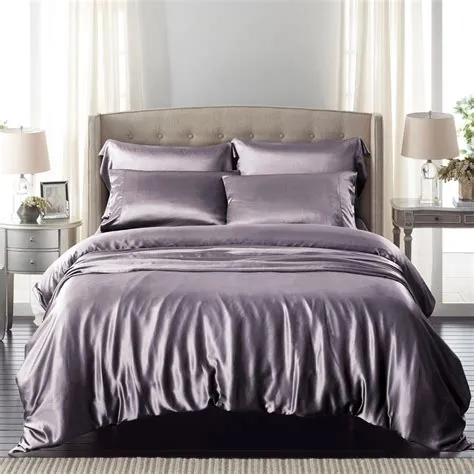 Luxury 4-Piece Satin/Sateen Silky Bed Sheet Set Bedding Collection, Summer Duvet Cover Sets