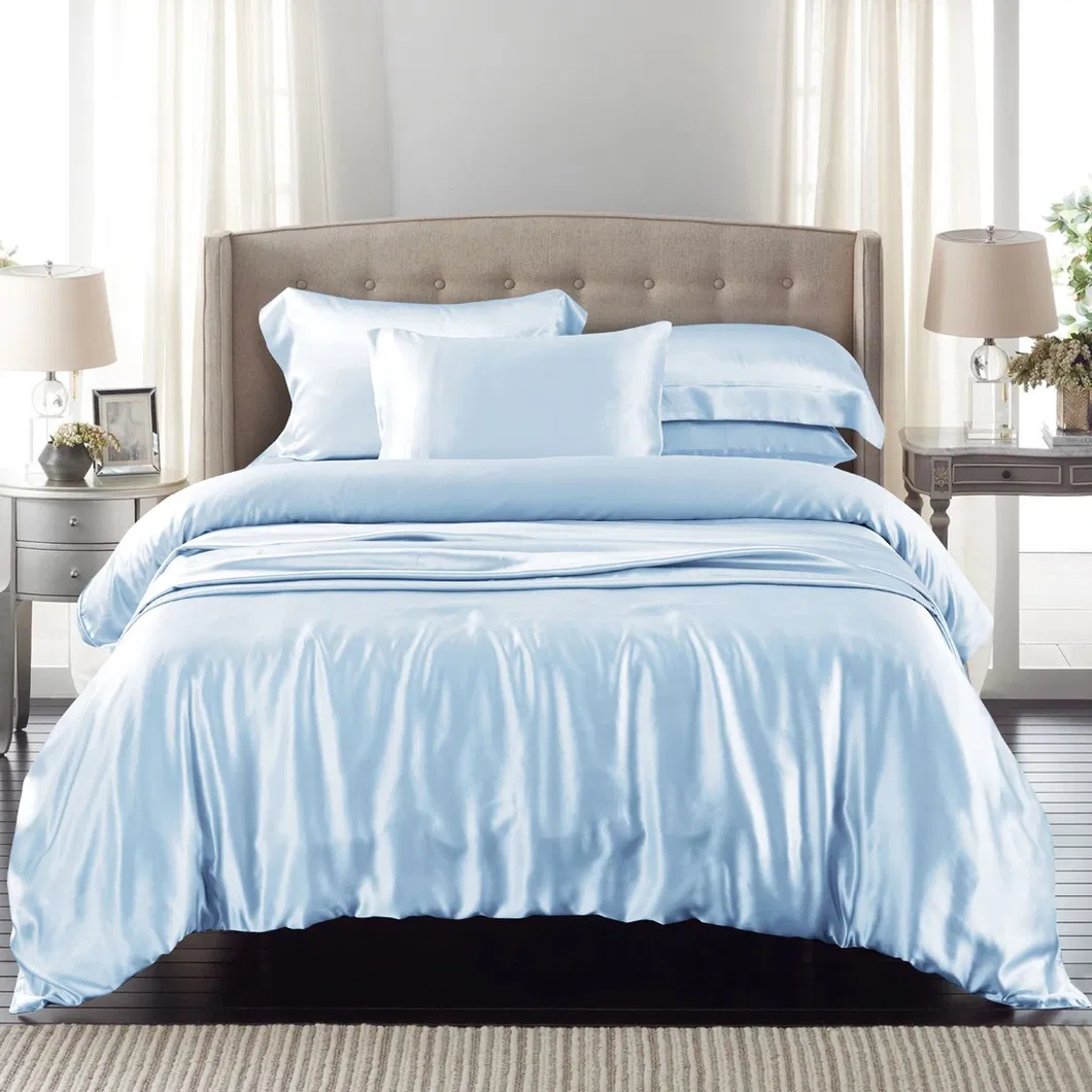 Luxury 4-Piece Satin/Sateen Silky Bed Sheet Set Bedding Collection, Summer Duvet Cover Sets