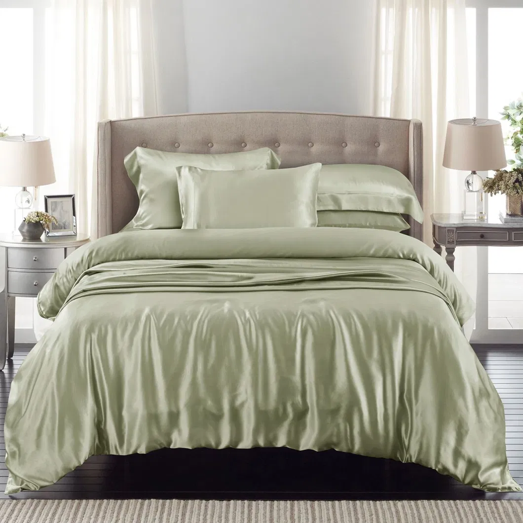 Luxury 4-Piece Satin/Sateen Silky Bed Sheet Set Bedding Collection, Summer Duvet Cover Sets