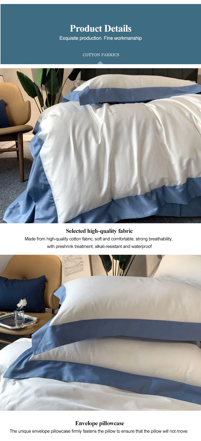 Modern Design Sheraton Hotel Linen 3PCS Double Bed Sheet Comfortable Cotton