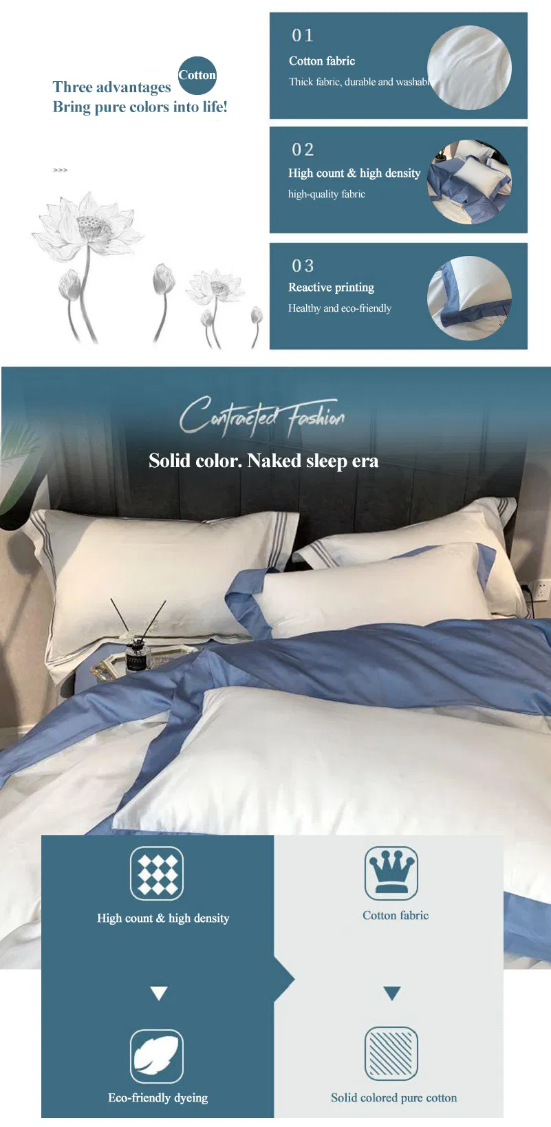 Modern Design Sheraton Hotel Linen 3PCS Double Bed Sheet Comfortable Cotton