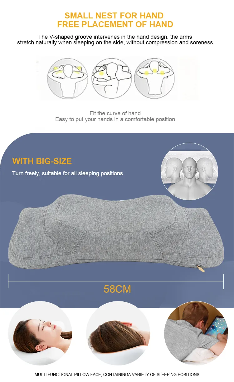 Multi Function Cervical Contour Memory Foam Pillow with Foldable Anti-Apnea
