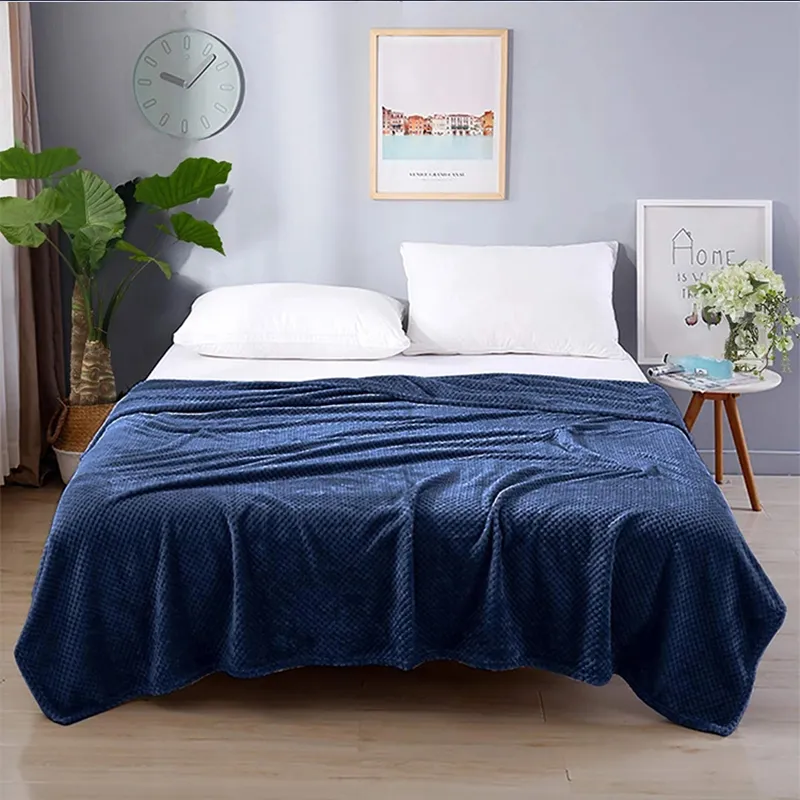 New Design Popcorn Waffle Coral Flannek Fleece Blanket Throw Blanket