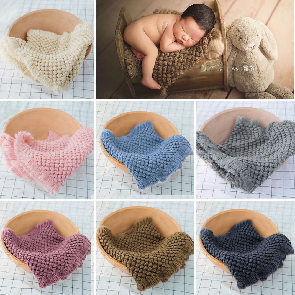 Newborn Photography Knitted Blanket Bebe Background Photo Shoot Studio Props Shower Gift 37X160cm