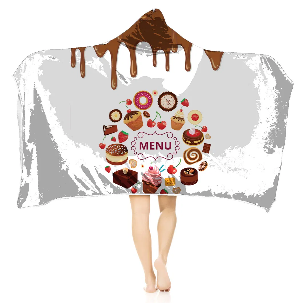 Outdoor Anti-Wind Bedding Coloured Leaves Hoodie Sweatshirt Thick with Berber Fleece Hooded Blanket