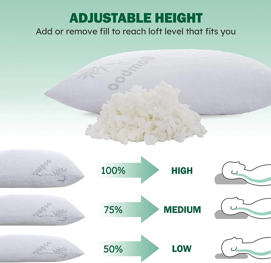 Shredded Memory Foam Bed Pillow for Sleeping, Back (Standard)