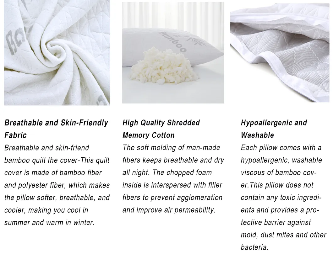 Shredded Memory Foam Bed Pillow for Sleeping, Back (Standard)