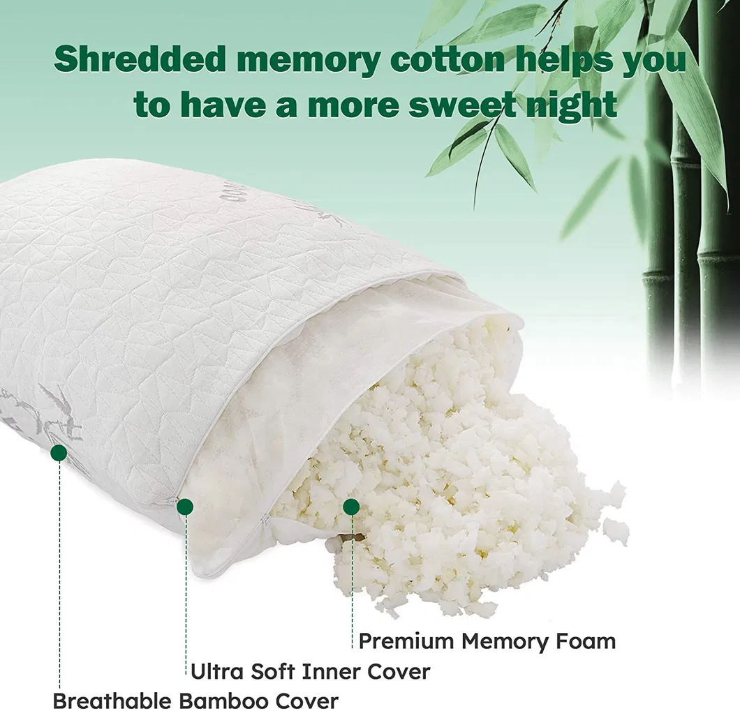 Shredded Memory Foam Bed Pillow for Sleeping, Back (Standard)