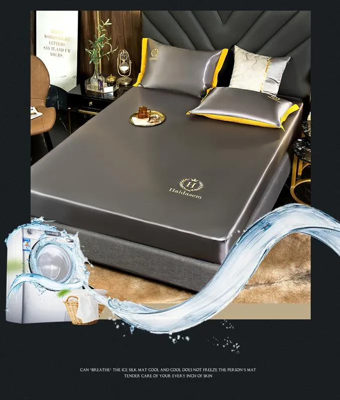 Summer Bedding Set Ice Silk Bed Sheet 3 Piece