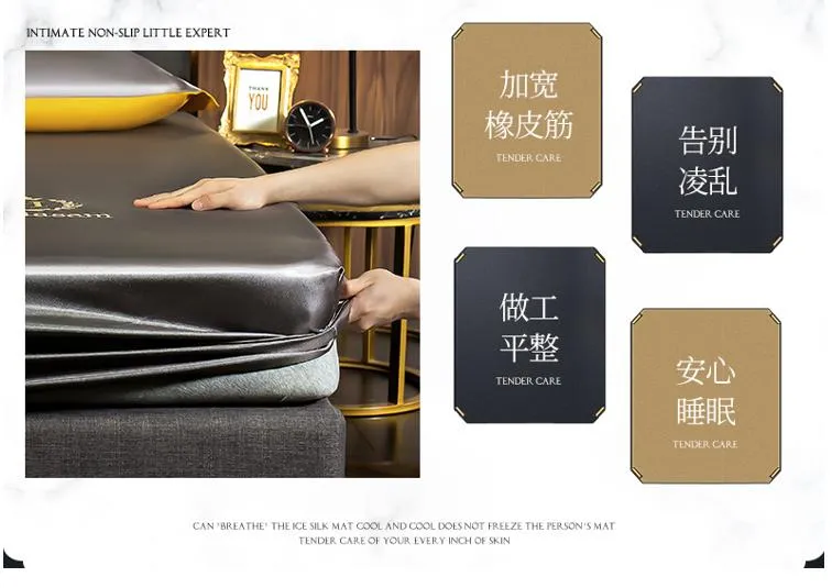 Summer Bedding Set Ice Silk Bed Sheet 3 Piece