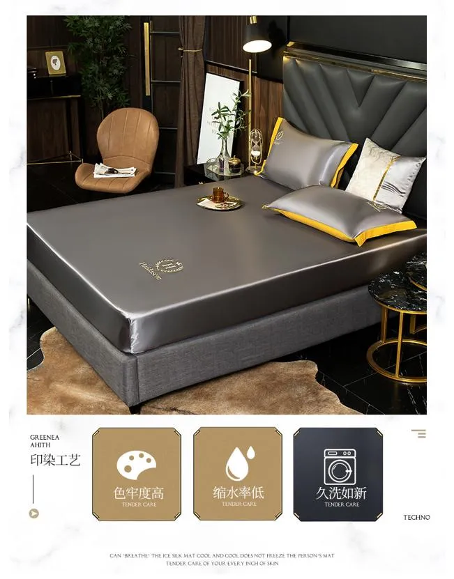 Summer Bedding Set Ice Silk Bed Sheet 3 Piece