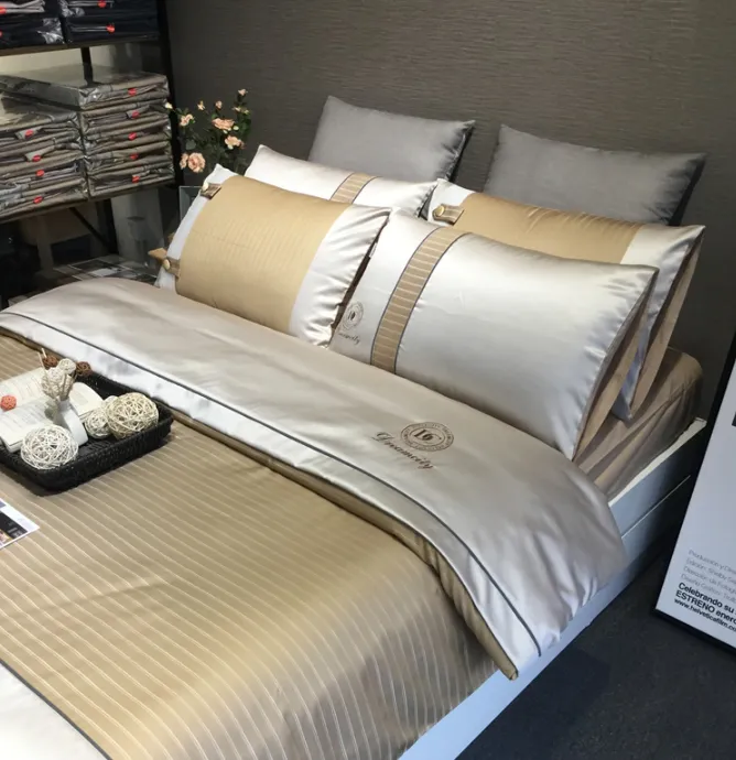 Textile 100% Cotton Bed Sheet Embroidered Bedding Fitted Sheet Set 4PCS for Men