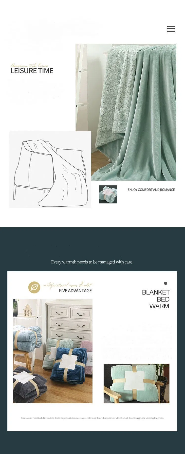 Wholesale Custom-Made Flannel Polar Fleece Lamb Single-Layer Double-Layer Blanket