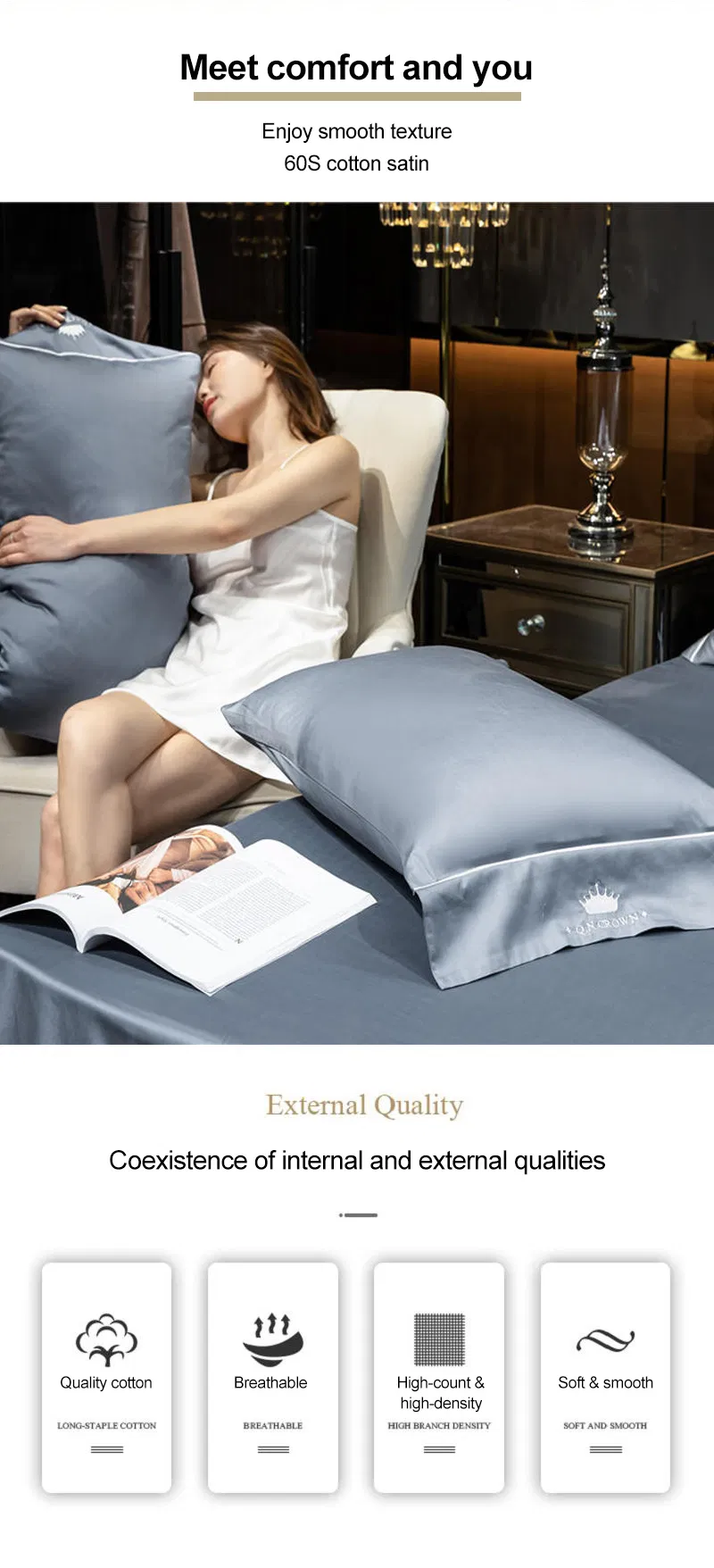 Wholesale Exporter 5 Star Hotel Bedding Set Smooth Soft Cotton Duvet Cover Bedsheet