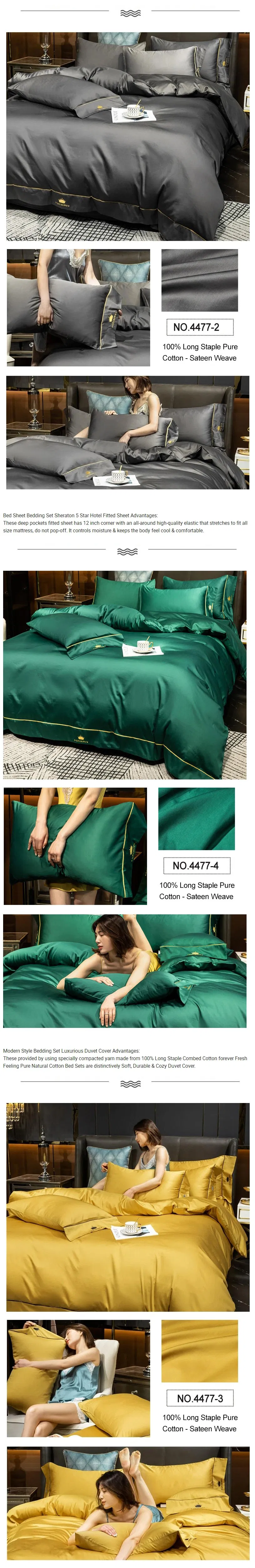 Wholesale Exporter 5 Star Hotel Bedding Set Smooth Soft Cotton Duvet Cover Bedsheet